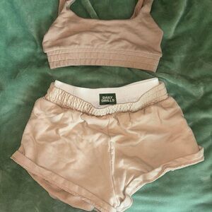 Daily Drills Tan Sports Bra and Shorts Set